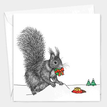 Carte de Noël animale - Écureuil roux // Cartes de Noël respectueuses de l’environnement // Cartes d’art de la faune 2