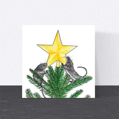 Cartolina di Natale con animali - Topo del raccolto // Cartoline di Natale ecologiche // Cartoline d'arte della fauna selvatica