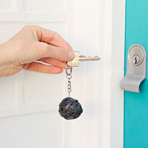 Recycled Newspaper Ball Keyring - Blacks