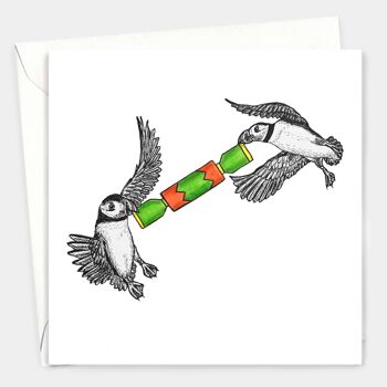 Carte de Noël animale - Macareux // Cartes de Noël respectueuses de l’environnement // Cartes d’art de la faune 2