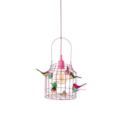 pendant lights with mixed colored birds Viva Magenta