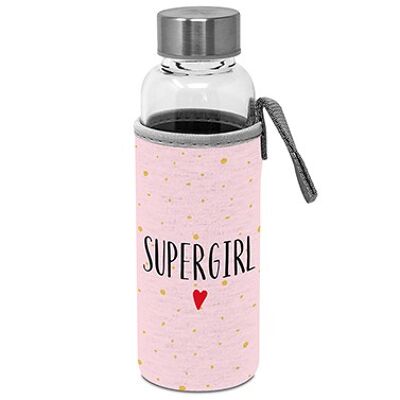 Bouteille en verre avec manchon de protection Supergirl