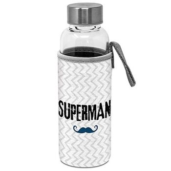 Bouteille en verre avec manchon de protection Superman