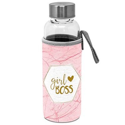 Botella de vidrio con funda protectora Girlboss