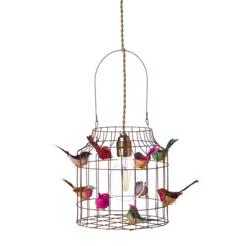 Pendant light birds rust brown-mixed, small size