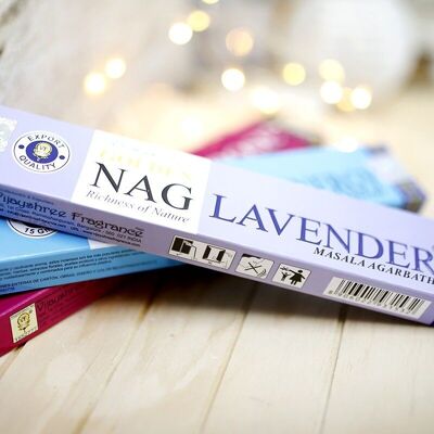 12 Packs Golden Nag incense - Lavender 15gr