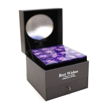 Boîte à bijoux miroir et fleur de savon - violet et lavande 1