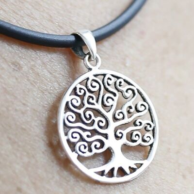 Pendentif fleur arbre de vie en argent