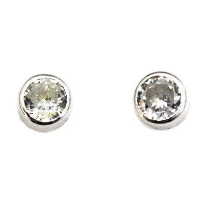4mm zirconia silver earrings