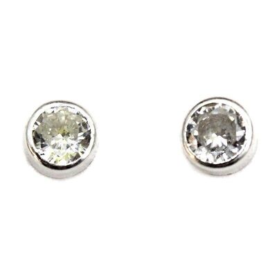 Boucles d'oreilles en argent zircone 4 mm