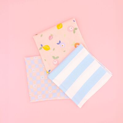 Fruit pattern fabric handkerchiefs x3