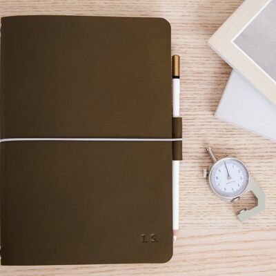 Refillable Leather Travel Journal A5 NoteBook Cover Compatible with Moleskine, Hobonichi A5 journals