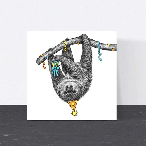 Animal Birthday Card - Sloth // Eco-friendly Cards // Wildlife Art Cards