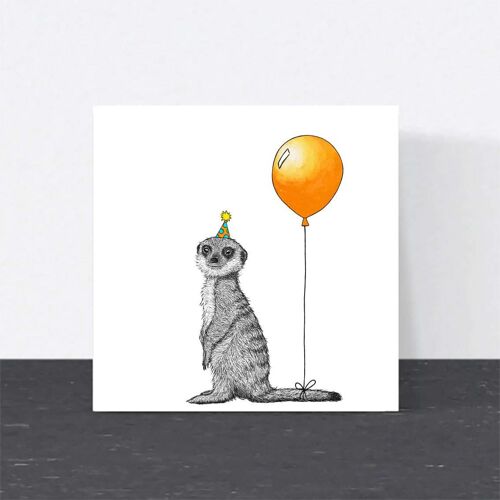 Animal Birthday Card - Meerkat // Eco-friendly Cards // Wildlife Art Cards