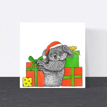 Carte de Noël animale - Koala // Cartes de Noël respectueuses de l'environnement // Cartes d'art animalier 1
