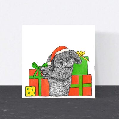 Tarjeta de Navidad de animales - Koala // Tarjetas de Navidad ecológicas // Tarjetas de arte de vida silvestre