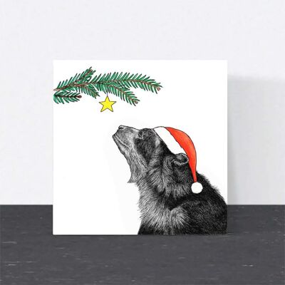Cartolina di Natale con animali - Orso andino // Cartoline di Natale ecologiche // Cartoline con arte della fauna selvatica
