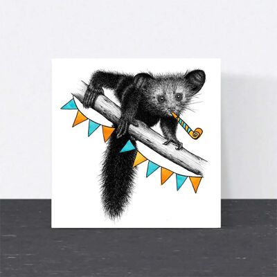 Carte d’anniversaire animale - Aye Aye Lemur // Cartes écologiques // Cartes d’art de la faune
