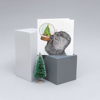Carte de Noël animale - Loutre // Cartes de Noël respectueuses de l’environnement // Cartes d’art animalier 4