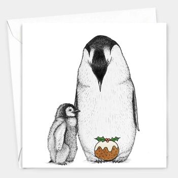 Carte de Noël animale - Pingouin // Cartes de Noël respectueuses de l'environnement // Cartes d'art animalier 2