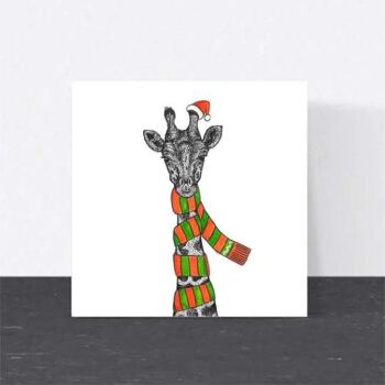 Carte de Noël animale - Girafe // Cartes de Noël écologiques // Cartes d'art animalier 1