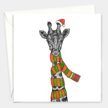 Carte de Noël animale - Girafe // Cartes de Noël écologiques // Cartes d'art animalier 2