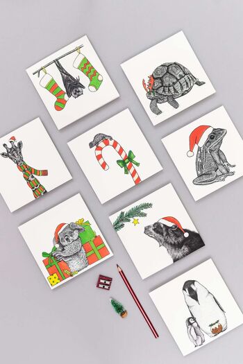 Carte de Noël animale - Girafe // Cartes de Noël écologiques // Cartes d'art animalier 4