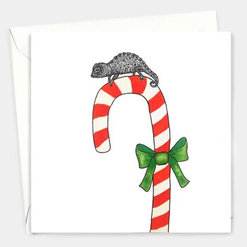 Carte de Noël animale - Caméléon // Cartes de Noël respectueuses de l'environnement // Cartes d'art animalier 2