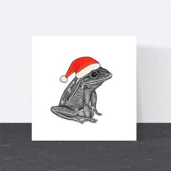 Carte de Noël animale - Grenouille // Cartes de Noël respectueuses de l’environnement // Cartes d’art de la faune 1