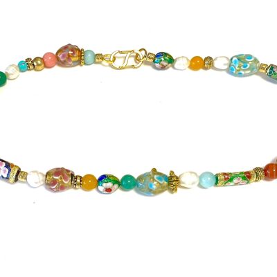 Collier confectionné en perles de verre/perles/pierre précieuse