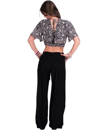 Pantalon large noir pour femme 1