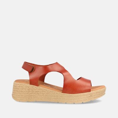 WOMEN'S LEATHER SANDAL WITH MEDIUM WEDGE DUSANBE CLAY