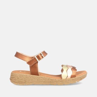 WOMEN'S LEATHER SANDAL WITH LOW WEDGE EREVAN TERRACOTTA