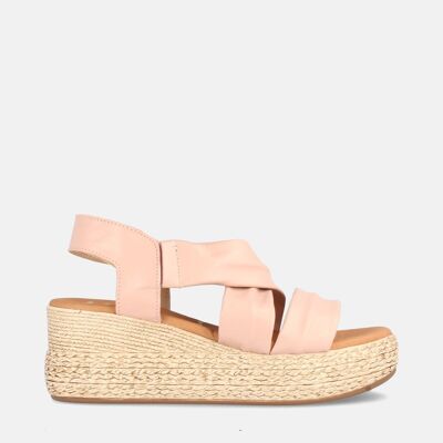 WOMEN'S SANDALS WITH PLATFORM IN PINK DEMETRIA LEATHER