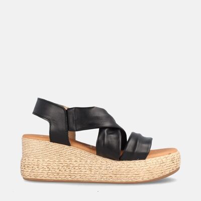 WOMEN'S SANDALS WITH PLATFORM IN BLACK DEMETRIA LEATHER