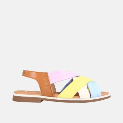 Flache Damensandalen aus Multi-Cloud-Ceralin-Leder