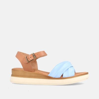 WOMEN'S SANDALS WITH WEDGE IN INDIRA NUBE LEATHER