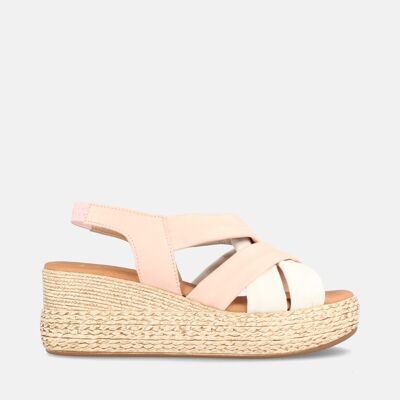 WOMEN'S SANDALS WITH PLATFORM IN COVADONGA MULTIROSA LEATHER