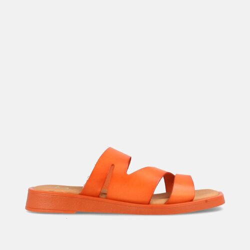 SANDALIAS PLANAS PARA MUJER EN PIEL JORDANA NARANJA