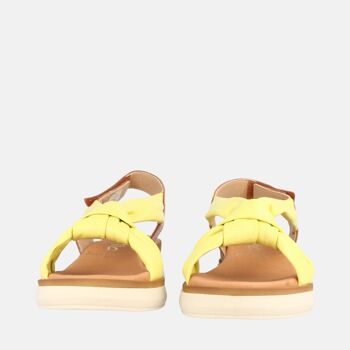 Sandale compensée basse Imelda jaune et cuir pour femme. 4