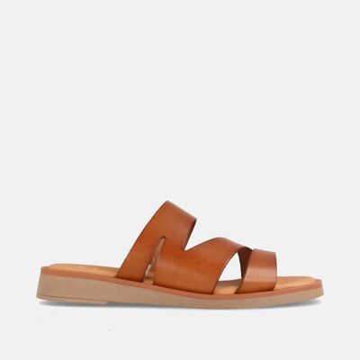 WOMEN'S FLAT SANDALS IN JORDANA HAZELNUT LEATHER