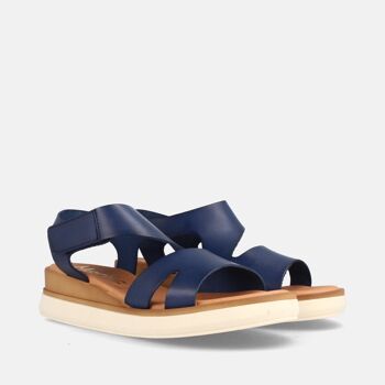 SANDALE COMPENSÉE POUR FEMME EN CUIR ISIDORA BLEU 2