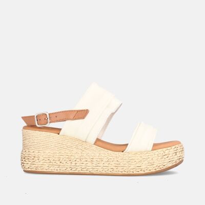 WOMEN'S SANDALS WITH PLATFORM IN LEATHER INGRID WHITE
