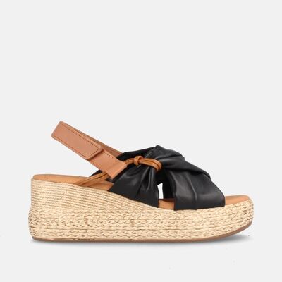 WOMEN'S SANDALS WITH PLATFORM IN BLACK FRANCA LEATHER