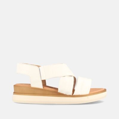 WOMEN'S WEDGE SANDAL IN WHITE DESIRED LEATHER