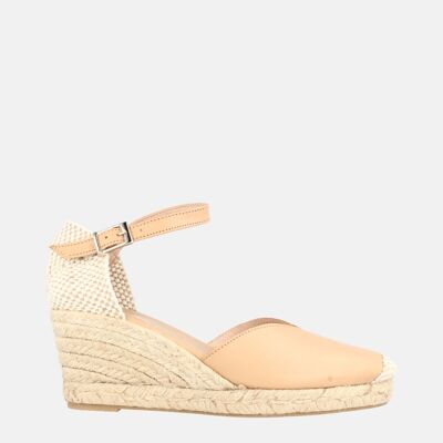 WOMEN'S JUTE WITH MEDIUM WEDGE IN DORA LEATHER LEATHER
