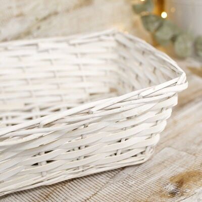 White rectangular wicker basket 36x26x12cm