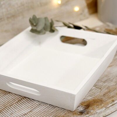 Boîte carrée en bois blanc 24x24x6cm