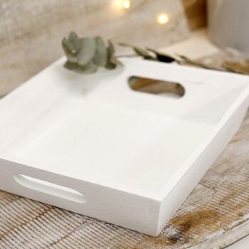 Boîte carrée en bois blanc 24x24x6cm 1