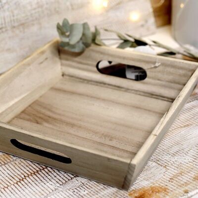 Square vintage wooden box 24x24x6cm